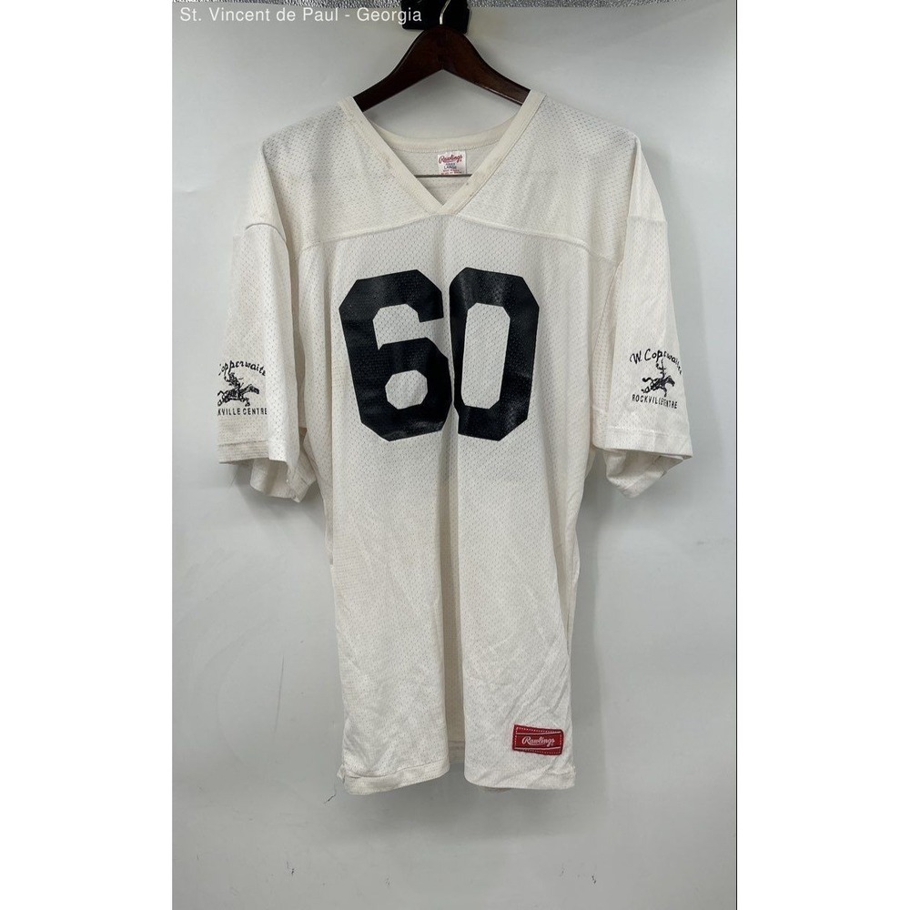 Rawlings Vintage Football Jersey Men's Large White Black Made In USA